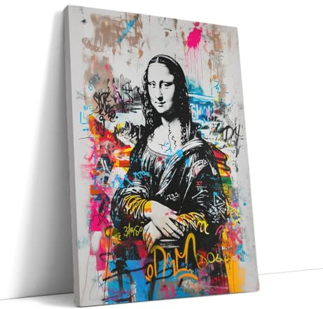 AKINDA - Quadro Moderno 60 x 80 cm - Mona Lisa Pop Art - Street Art - Idea Regalo per Arredo Camera da Letto