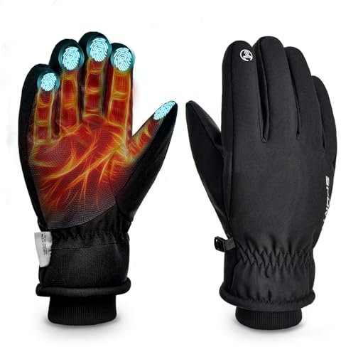 Winterhandschuhe, Touchscreen FäHige Handschuhe, Warme Wasserabweisend Winddichte Laufhandschuhe, Motorradfahren Wandern Skifahren, Fahrradhandschuhe Winter FüR Herren Damen (L)