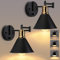 Lampop Swing Arm Wall Light Industrial with Switch, Black Wall Lights Dimmable & 180°Adjustable Angle, E27 Vintage Wall Lamp for Beroom Living Room, Beside, Bulb Not Included (2 Pack)