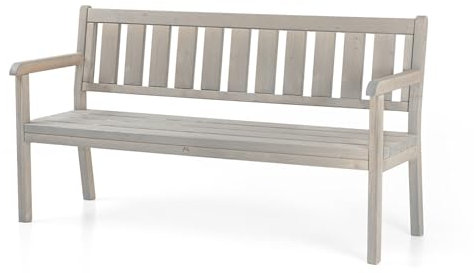 Amata UNGURS Dreifachbank Modernes Design - Wetterfeste Holzbank für Draußen, Terrasse, Hinterhof und Garten Feuerstellen - Ergonomischer und Langlebiger Stuhl, Zeitloses Design (Grau)