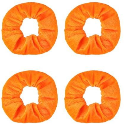 4 Stück Haargummi,Scrunchies Haargummis Orange,Haarschmuck Damen,Scrunchies Samt,Dicke Haarschonende Haargummis Set,Haarband Orangen,Haarreif,Hair Ties,Haar Accessories Women,Lockiges Zopfgummi Groß