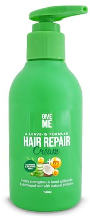 Give Me Cosmetics Hair Repair Cream, Leave In Conditioner Treatment, Aloe Vera & Coconut Oil, Reduces Split Ends, with Vitamins B3 and B5 & Strengthening Protein, Reverse Damage