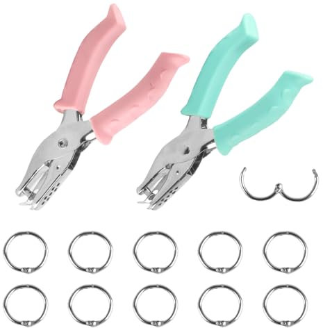 2 pezzi Punch a foro singolo per artigianato, 6 mm per puncher di carta, punti regalo in metallo, album di ritagli, biglietti per appunti, con 10 anelli