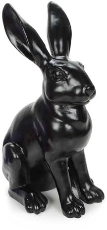 Bubble Store Großer Osterhase, sitzend, dekorative Osterfigur für Indoor und Outdoor, Polyresin, (HxBxT) ca. 40 x 19 x 26,5 cm, Hase in pink, lila oder schwarz (Schwarz)