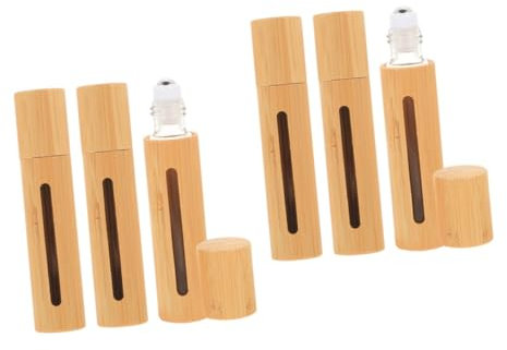 minkissy 6pcs Essential Oil Roller Bottle Bamboo Perfume Sample Bottles Refillable