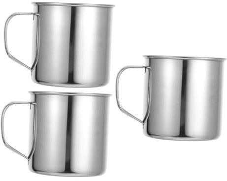 Alipis 4pièces Lot De Tasses à Café Avec Poignée Acier Inoxydable Pour Maison Randonnée Convient à Café Et Thé