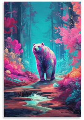 IEJKLUVWX Peinture à l'huile Ours Murale Décoration Murale Image Sur Toile Tableau Impression Sur Toile Affiche Decoration Pour Chambre Et Couloir Premium 08x12inch(20x30cm)