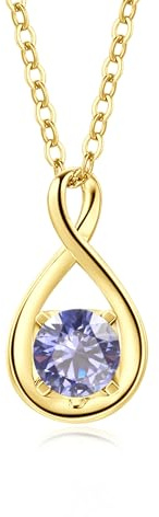 FANCIME 14 Karat 585 Gold Infinity Anhänger mit Geburtsstein Halskette und 925 Sterling Silber Kette Muttertags Valentinstag Jahrestag Geburtstag Schmuck Geschenk Für Damen Frauen Mutter Mama