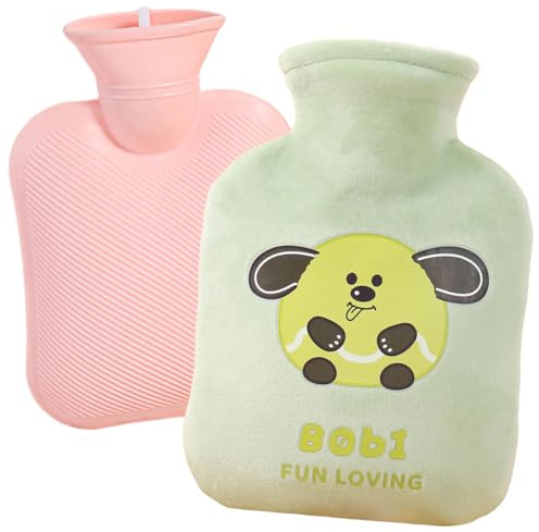 Hot Water Bottle with Cover, Hot Water Bottles with Fleece Cover, Soft Faux fur Waters Bottle, Back pain, Shoulder pain, Luxurious Comfort for Adults, Great Gift (Green) 17