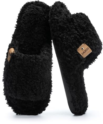 GOEWY Damen Hausschuhe mit Memory Foam - Kuschelige Offene Fersen Pantoffeln, Rutschfeste Sohle für Indoor/Outdoor Super weiche Fuzzy Schlupfpantoffeln als Geschenk für Frauen
