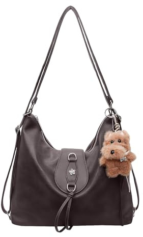 Aulenge Sac à Dos Sac à Main 2 en 1 Élégant Sac d'Épaule pour Femme Sac à Dos Polyvalent Convertible en Sac à Main pour Quotidien Travail et Loisirs Brun