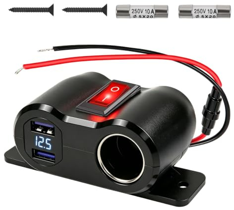 12V Prise de Chargeur USB Voiture QC3.0, 120W Allume Cigare Répartiteur | Voiture Allume Cigare avec Dual 18W QC3.0 USB A, Interrupteuret et Voltmètre LED pour 12V/24V Voitures Bateaux Camping-Car