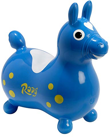 Cavallino Gonfiabile Rody Gymnic Originale - Giocattolo Cavalcabile Made in Italy - Stimola Equilibrio, Coordinazione, Motricità - Colore Blu