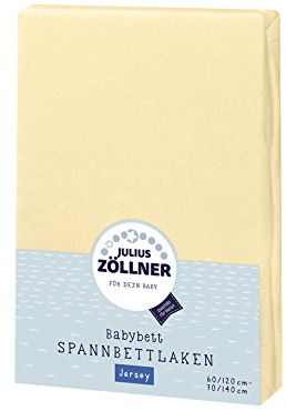 Julius Zöllner 8320113120 - Spannbetttuch Jersery für Kinderbett, Größe: 60 x 120 cm/70 x 140 cm, Farbe: vanille