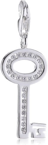 Thomas Sabo Damen-Charm Club-Anhänger Schlüssel mit weißen Zirkonia 925er Sterlingsilber 0010-051-14