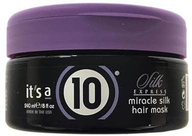 Haarmaske Damen mit Seidenprotein, It's a 10 Silk Express Miracle Silk Hair Mask - Tiefenpflege Haarkur für geschädigtes Haar - Anti Frizz, Hitzeschutz & Glanz für alle Haartypen (240 ml)
