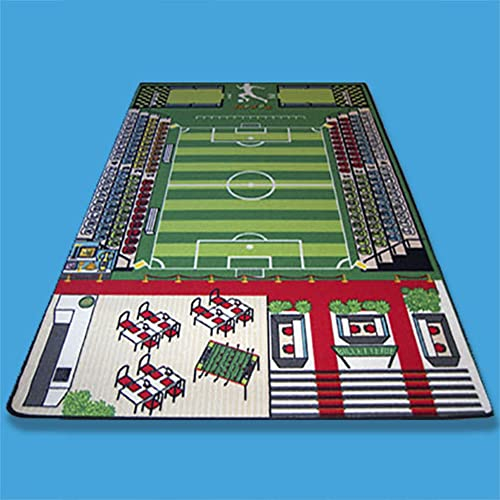 TAPITOM® | Fußballplatzteppich für Kinder - 130 x 200 cm | Große Fußballspielmatte | Bodenmatte für Kinderzimmer Fußball Dekoration Universum | rutschfest, Saum | CE-Normen