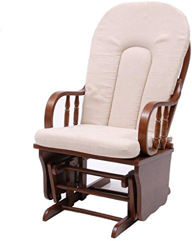 My_living Douglas Schaukelstuhl - Traditionell mit modernem Touch, Beige, Polyester, Holz, Schaukelstuhl, Stuhl, Entspannen, Oszillierende Stillfunktion