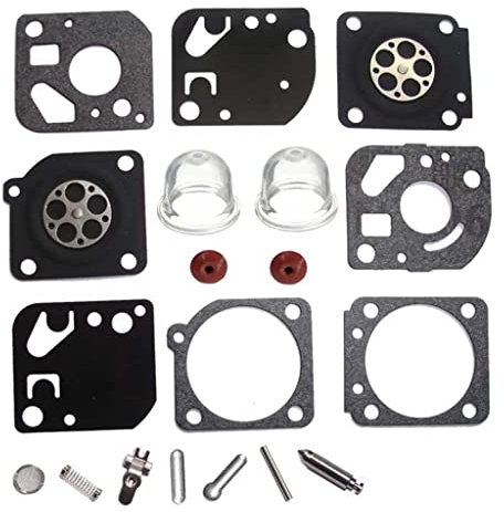 HURI Full Carburettor Carb Diaphragm Gasket Primer Bulb Check Valve Service Kit for Ryobi Homelite, JCB, Ruixing