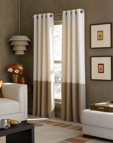 Curtainworks Kendall Color Block Grommet Curtain Panel, 63 Inch, White