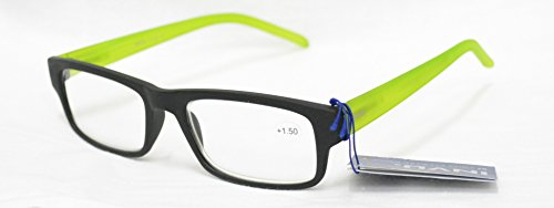 INVU Brille für Lesen vormontiert B 6506 und + 2.00 Schwarz Grün Reading Glasses