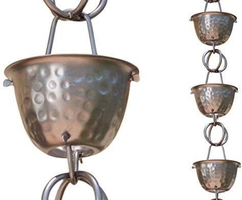Monarch Rain Chains 50584 Aluminium-Zinn-Regenkette, gehämmert, 2,6 m
