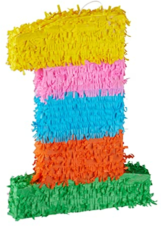 Relaxdays 10025189_903 Birthday Number Anzahl Pinata Geburtstag, Zahl 1, zum Aufhängen, Kinder & Erwachsene, Papier, zum selbst Befüllen, Piñata, bunt