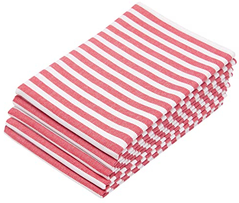 ZOLLNER 5er Set Geschirrtücher Baumwolle in 50x70 cm - saugstarke und langlebige Küchentücher - waschbar bis 60°C – in rot gestreift- Gastronomiequalität - Oeko Tex® Zertifiziert