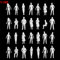 MYCreator Unpainted Architectural 1:100 HO Scale Model Figures 100PCS White Model Train People Figure Passengers Standing & Sitting Pose Ready to Paint Little People Figures for Miniature Scenes (2#)