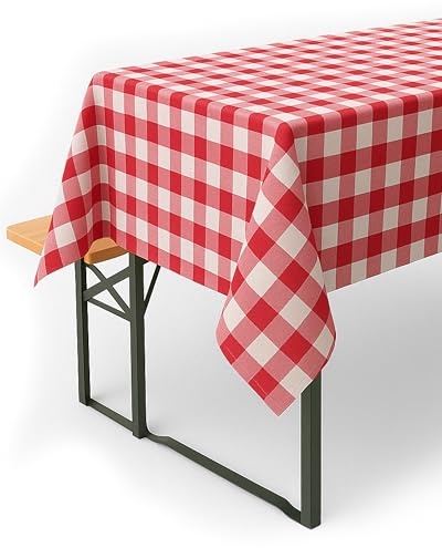 texpot Landhaus Tischdecke 110 x 250 cm Rot-weiß Kariert aus 100% Baumwolle im 20 mm Karo Bauernkaro