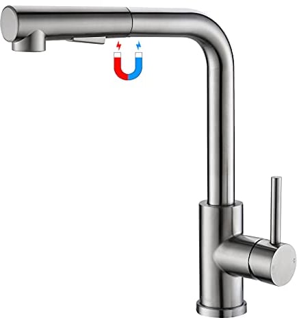 Tohlar Kitchen Taps Mixer with Pull Out Spray, 360° Swivel Mixer Tap with Magnetic Docking, Modern Stainless Steel Hot and Cold Single Lever Kitchen Sink Faucet with 2 Water Modes (Brushed Nickel)