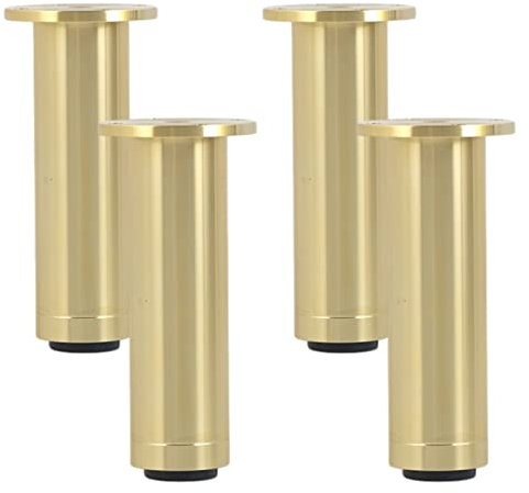 Pieds Meuble Cuisine Or Reglable, Pied Cuisine Doré, Pied pour Meuble Aluminium | Finition Galvanoplastie | 8-30 cm Pieds de Meubles Placard Ø35mm Socles, Vis et Tournevis Lnclus, Lot de 4 (15cm)