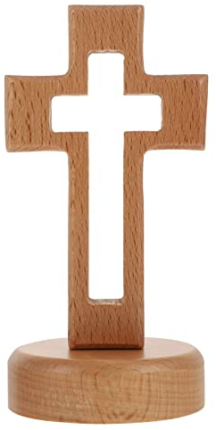 BESPORTBLE 1 ensemble de croix en bois avec croix de table sur pied Jésus Christ catholique pour décoration d'intérieur, fête de Noël (comme sur la photo)