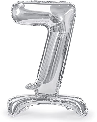Folienballon Zahl 7 Silber stehend 70 cm Luftbefüllung
