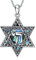 POPLYKE Davidstern Halskette Sterling Silber Hebräisch Chai (Leben) Abalone Muschel Anhänger Jüdischer Token-Schmuck (chai 1)