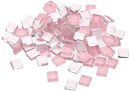 sourcing map 110 Stück Mosaikfliesen Mikroglas Winzige Mini Mosaikfliese DIY Hobbys Handgemachte Kristallfreie Steinhandwerk Material Rosa