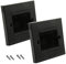 HooRLZ - Juego de 2 placas de pared, cepillo universal para paso de cable, toma de pared, salida de cable, TV, HDMI, Hi-Fi, sistemas de cine en casa, color negro