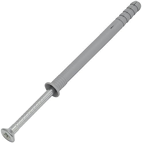 AERZETIX - C67169 - Lot de 25 Chevilles à Clou Ø10x120mm à collerette biseautée en polyéthylène + 25 Clou-vis Ø6.9x130 mm à tête fraisée PZ3 en Acier - à Frapper - ossature métallique béton Brique