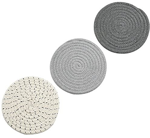 Aiwjeakh House Pot Holder Set Woven Hot Pot Holder Set Coaster, Heating Pad, Pot Holder, Spoon Holder, Used for Cooking - Grey