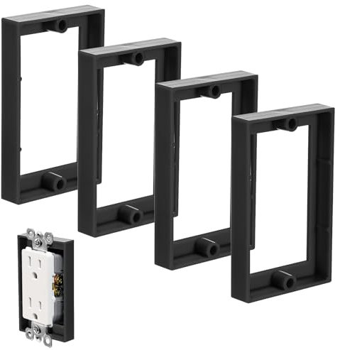 4pcs 1/2 Inch Single Gang Outlet Box Extender, Electrical Outlet Extender Receptacle Extender Outlet Extension Box for Electrical Box and Electrical Outlet Switches (Black)