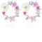 Mesovor Gold Ohrstecker Ohrringe Damen, 18 Karat Vergoldet Mädchen Ohrringe mit Hübscher Schmetterling Bunte Blumen Perle für Partei, Hochzeiten (Silber-Runde)