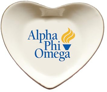 Sorority Shop Alpha Phi Omega Schmuckschale – Herzförmiges Hochglanz-Keramiktablett mit goldfarbenen Details, multifunktionale Keramik-Ringschale für Zuhause oder Büro, ideal für Schmuck und Schlüssel