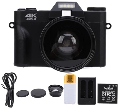 Digitalkamera, 4K 56MP 16X Zoom WiFi Digitalvideokamera mit 3 Zoll 270° IPS Rotations-Touchscreen, Reise-Webcam mit Weitwinkelobjektiv