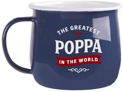 D Design Invent Print! Poppa Gift Steel Enamel Belly Mug Present Keepsake Coffee Drinking Cup for Poppa 12.5oz