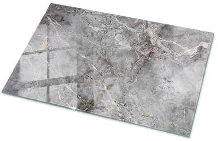 Tulup XXL Tischplatte 100x70 cm Rechteckige Gehärtetes Glas Modernes Design Dekoration Geschliffene Kanten Tafelglas für Küche und Esszimmer Auswechselbare Platte - Motiv Natürlicher Marmor