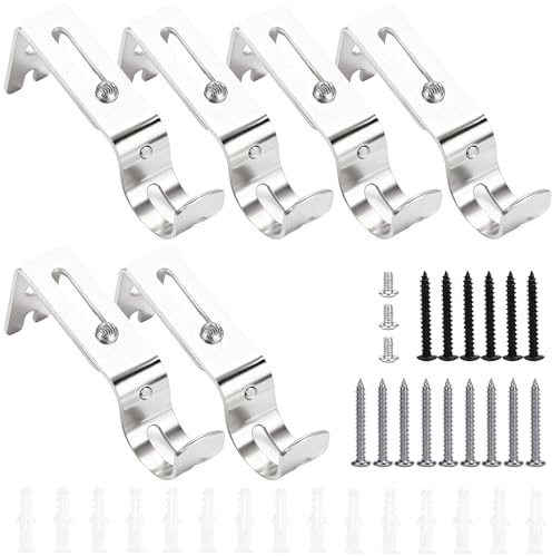 6 x Gardinenstangen halterung, Gardinenstange Halterung, Vorhangstange Deckenmontage, Stangenhalterung, Gardinen Halterung Wand,Deckenhalterung Gardinenstange,Metall Halterung für Gardinenstangen 25mm