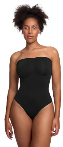 creamy fabrics Shapewear Damen Body Bauchweg trägerlos stark formend | Schulterfreier Sculpting Bodysuit mit Slip Form weichem Stretch und abnehmbaren Trägern für sicheren Halt unter Kleidung