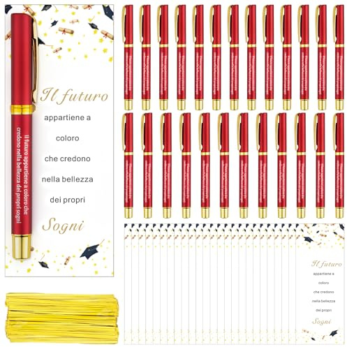 25 Pezzi Set Regali di Laurea,Motivazionale Addio Donna Uomo,Include 25 Penne a Sfera Ispiratore e Biglietti Auguri 50 Fascette Torsione,Regali Apprezzamento per Laurea Adatto a Studenti, Insegnanti