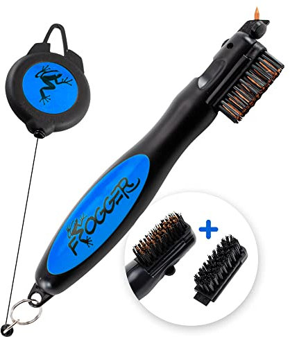 Frogger BrushPro Golf Club Cleaner with Ergonomic Grip and Retractable Cord | Sturdy Golf Brush and Groove Cleaner with Advanced Scrub Cleaning Technology for Professional Golfers