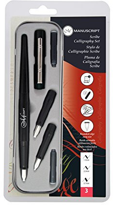 Manuscript Pen Company SCRIBE Calligraphy 3Nib Art pen, FMEMC4300, Black